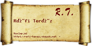 Réfi Teréz névjegykártya